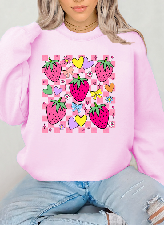 COQUETTE CREW NECK SWEATER WITH STRAWBERRIES