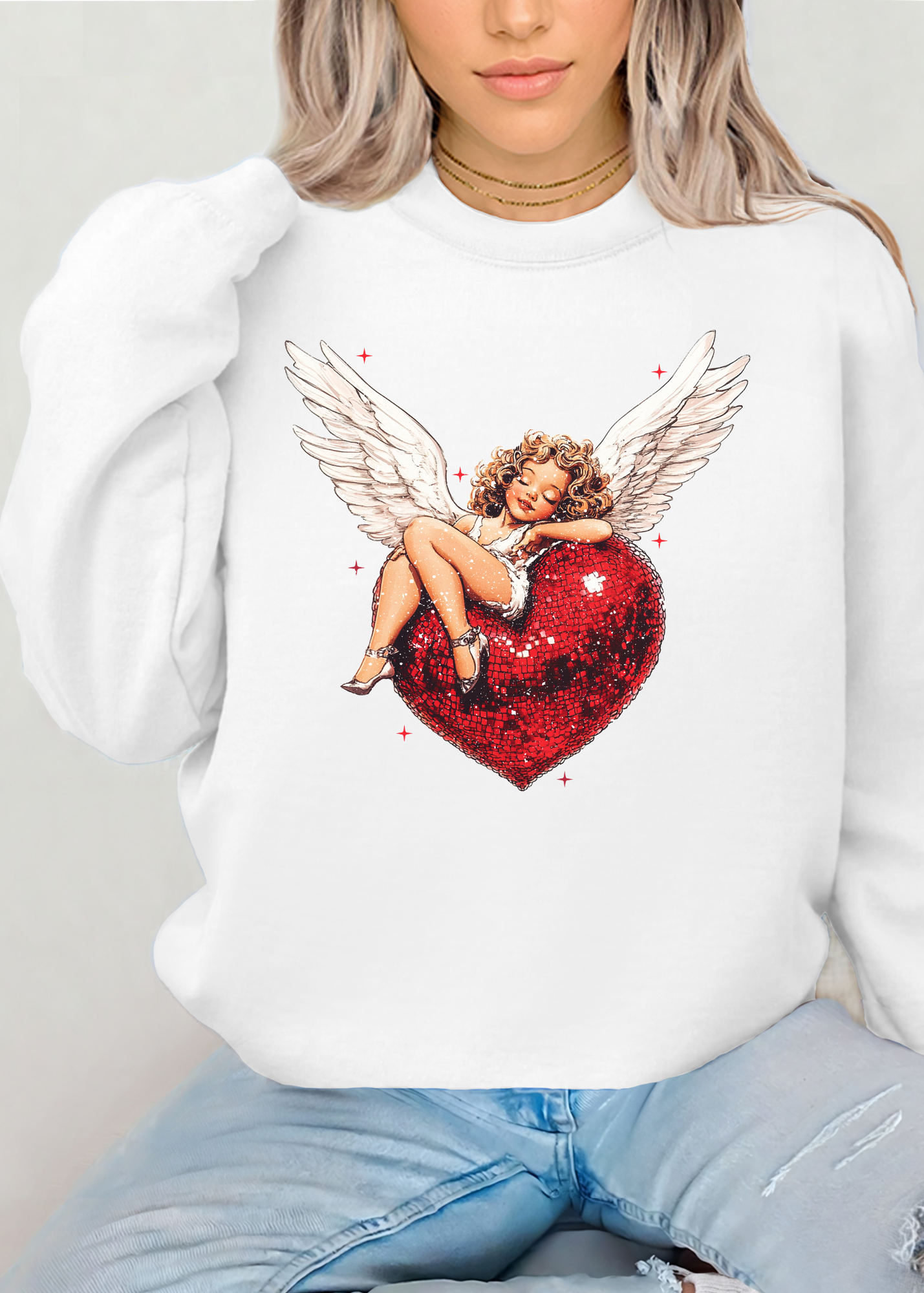 CUPID RETRO DISCO CREW NECK SWEATSHIRT