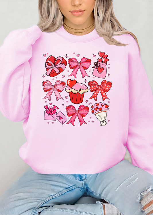 COQUETTE VALENTINE'S HEART  CREW NECK SWEATSHIRT